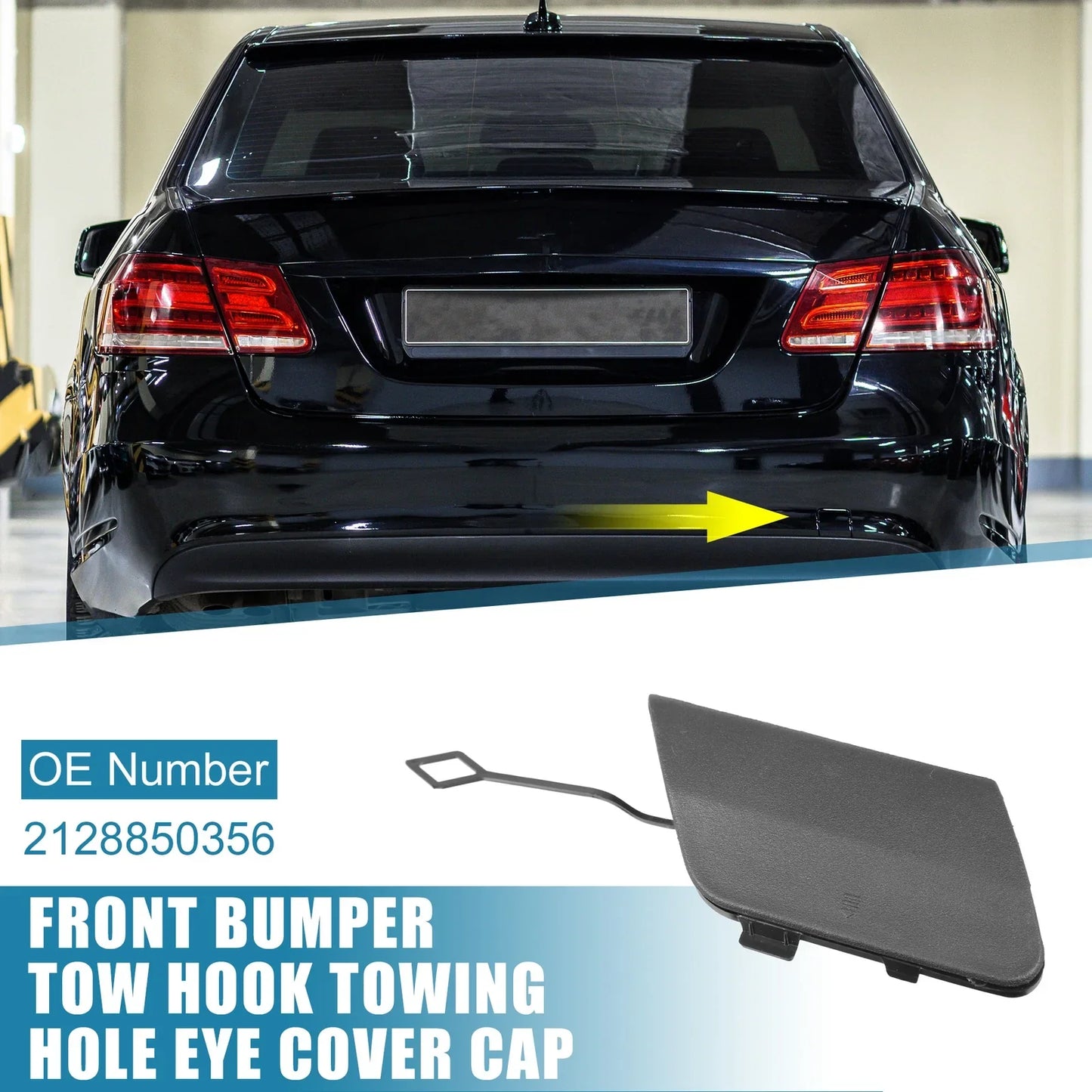 Car Rear Bumper Tow Hook Cover for Mercedes-Benz E200 (2014-2016) Black