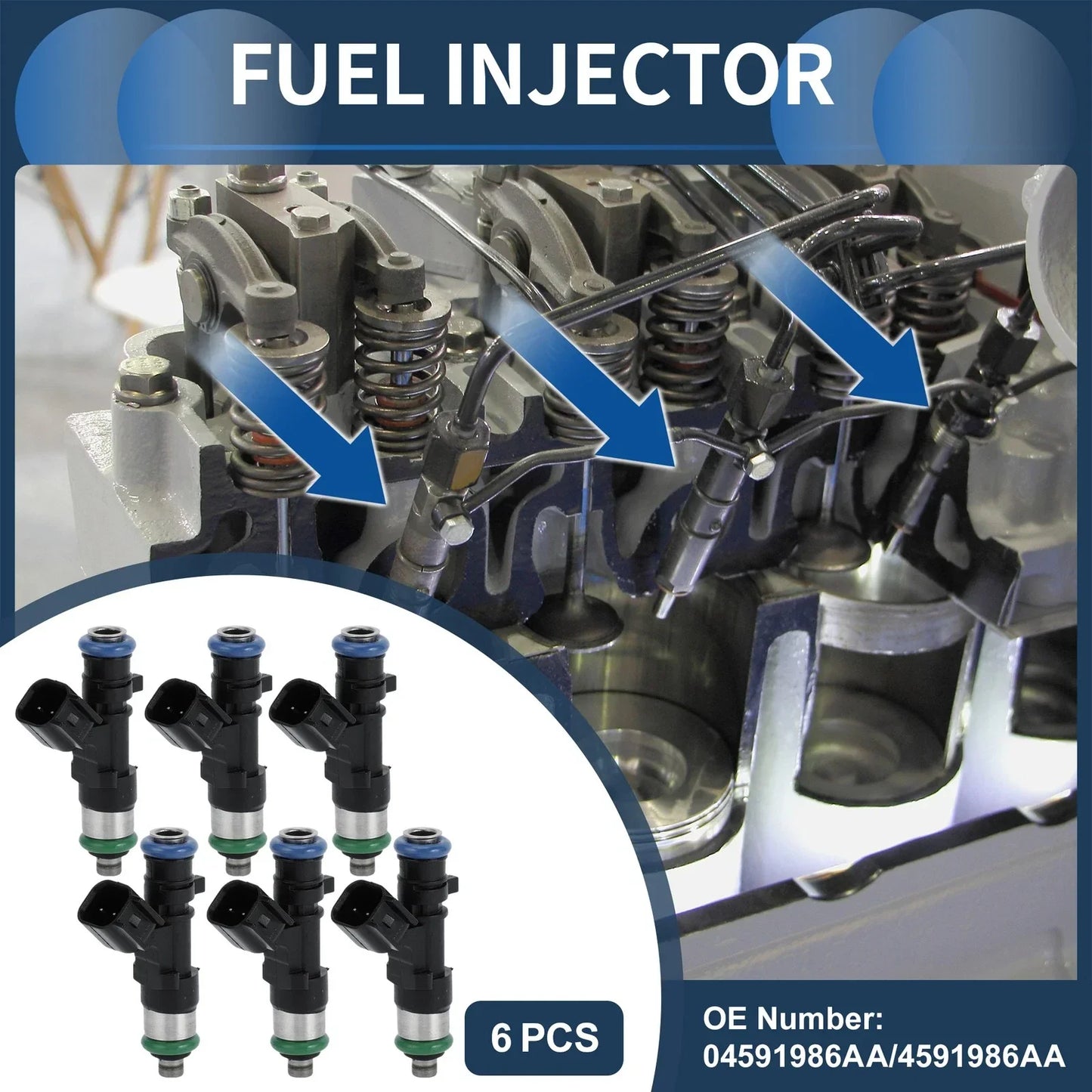 Fuel Injector Set for Dodge Avenger R/T 2008-2010 2.7L 3.5L Black 6 x Pcs