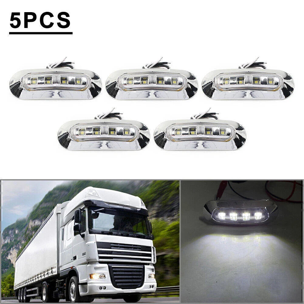 5 x LED White Side Clearance Marker Lights for Car Truck Trailer 12V