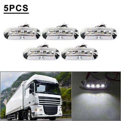 5 x LED White Side Clearance Marker Lights for Car Truck Trailer 12V