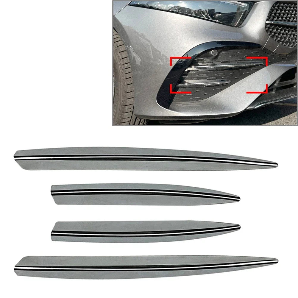 Fog Light Strips Grille Cover Trim Chrome for Mercedes Benz A Class (2023)