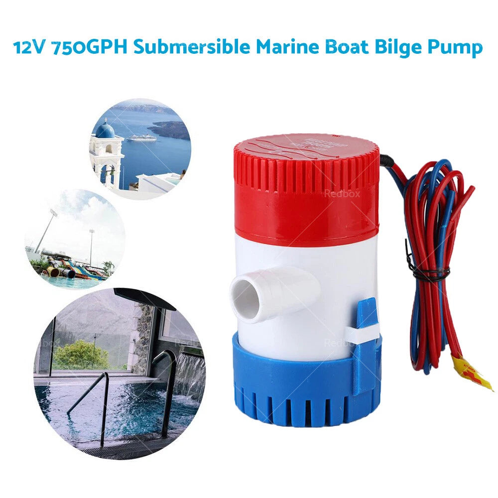 12V 750GPH Submersible Bilge Water Pump for Caravan Camping Marine Boat