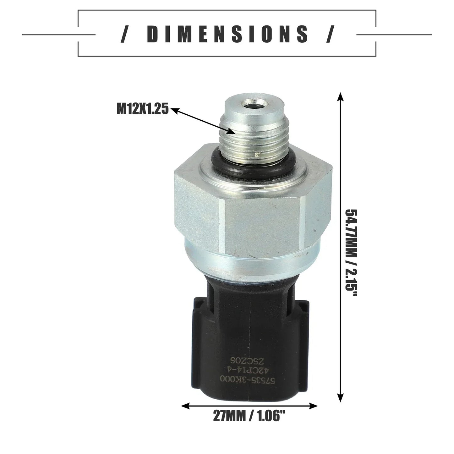 Engine Oil Pressure Sensor for Hyundai (57535-3K000) - Black Silver Tone