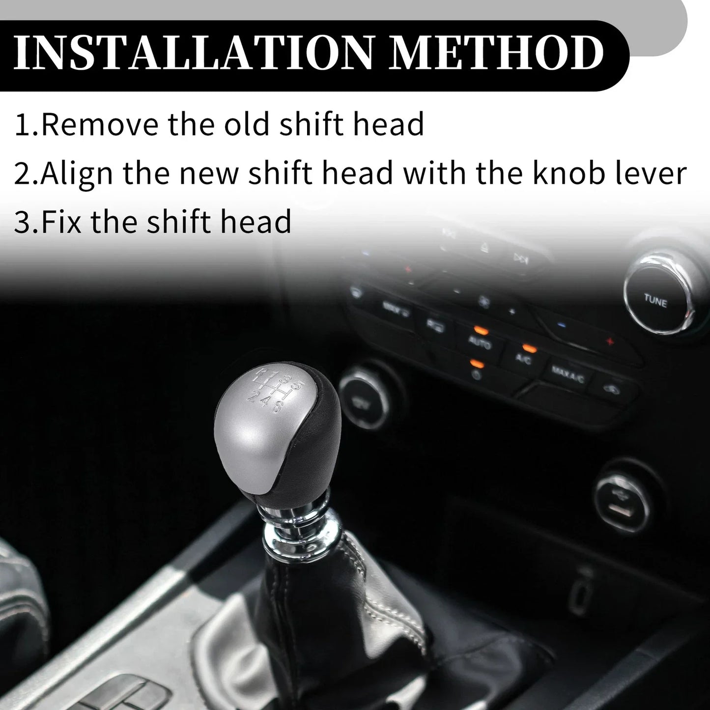 6 Speed Manual Gear Shift Knob for Hyundai IX35 (2009-2015) - Faux Leather Black