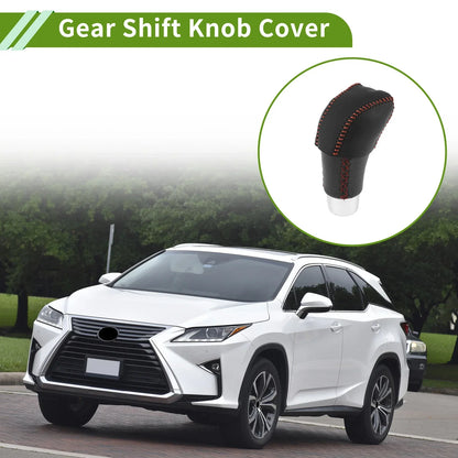 Car Gear Shift Knob Cover for Lexus RX350 2023-2024 Black Red Faux Leather