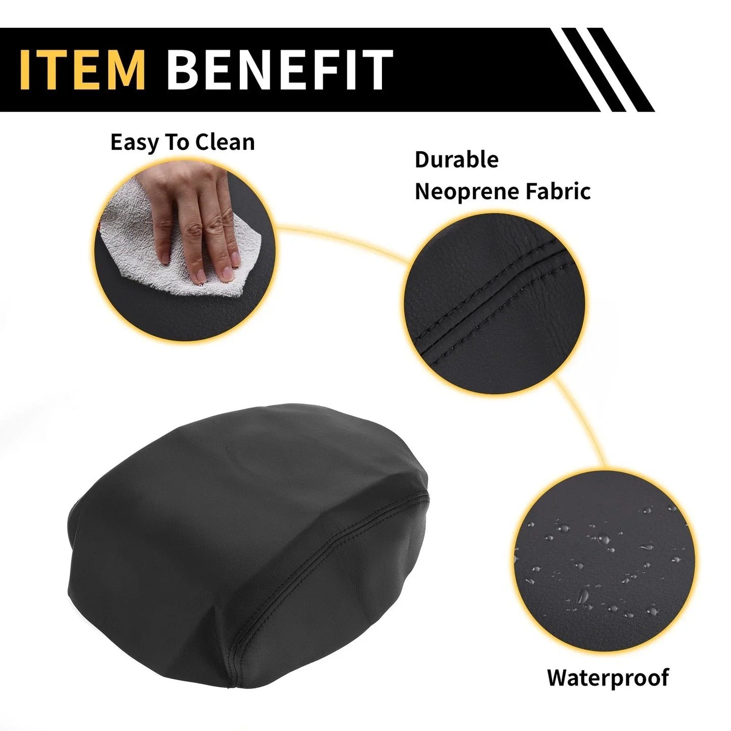 Center Console Cover for Honda Ridgeline 2006-2014 Microfiber Leather Black