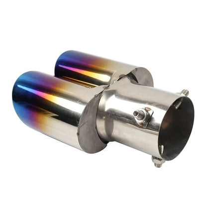 Dual Steel Bluing Rear Exhaust Pipe Tail Muffler Tip for Universal Accessory