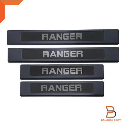 Ranger Door Entry Guard Kick Plate Sill Cover Black Chrome for Dual Cab (12-25)