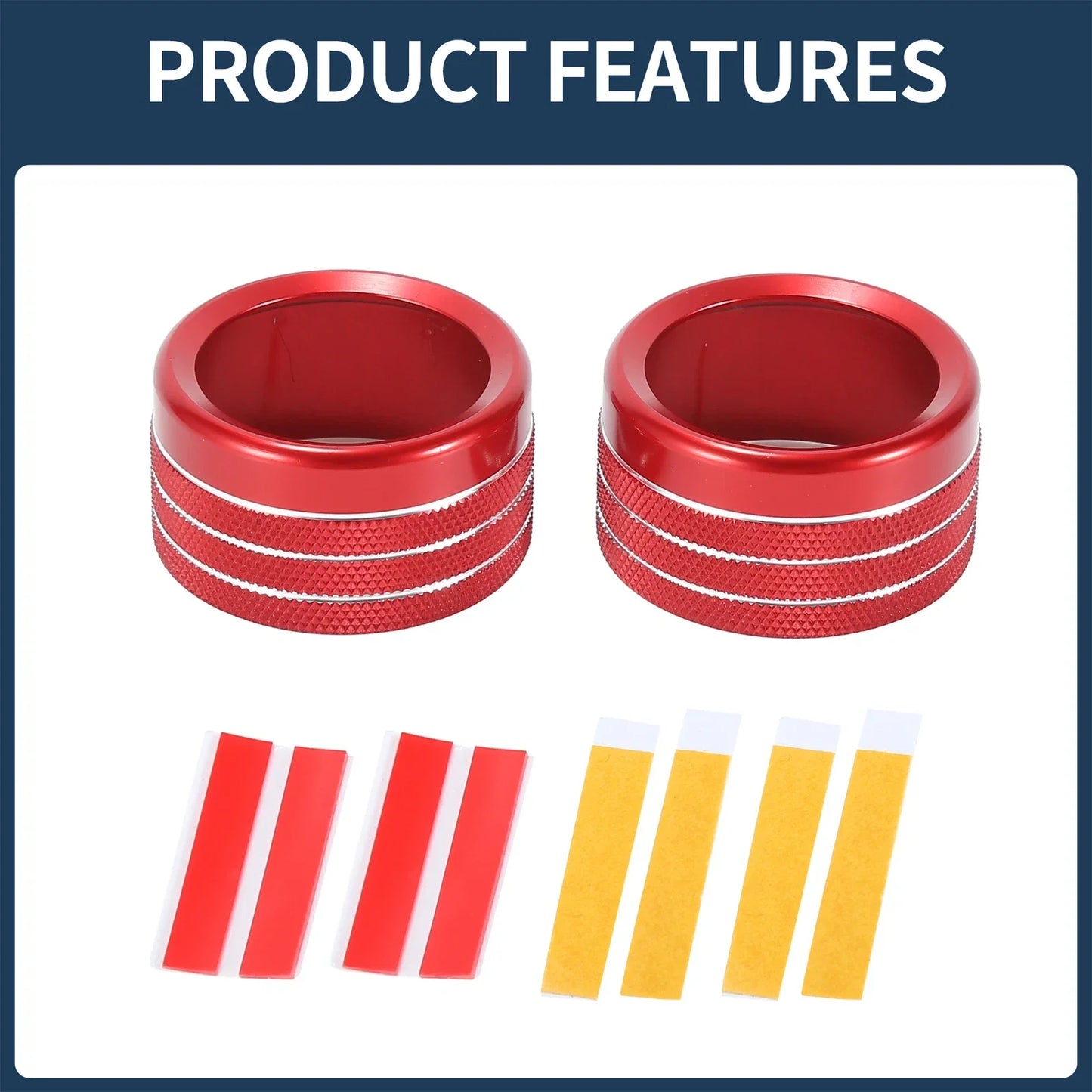 Center Console Audio Media Switch Knob Cover for Dodge Ram (2019-2021) 2 x Red