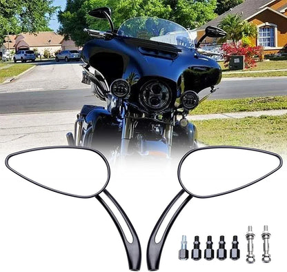 Motorcycle Skull Teardrop Mirrors for Harley Touring Softail Dyna Sportster