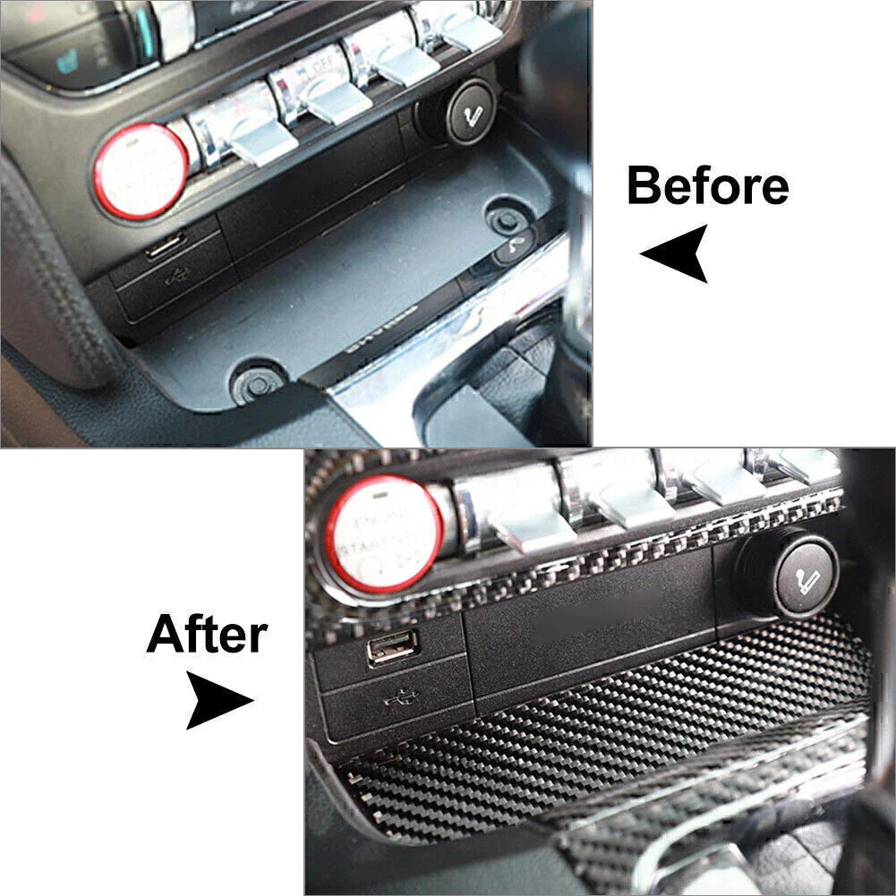 Carbon Fiber Interior Storage Box Trim Cover for Ford Mustang (2015-2019)