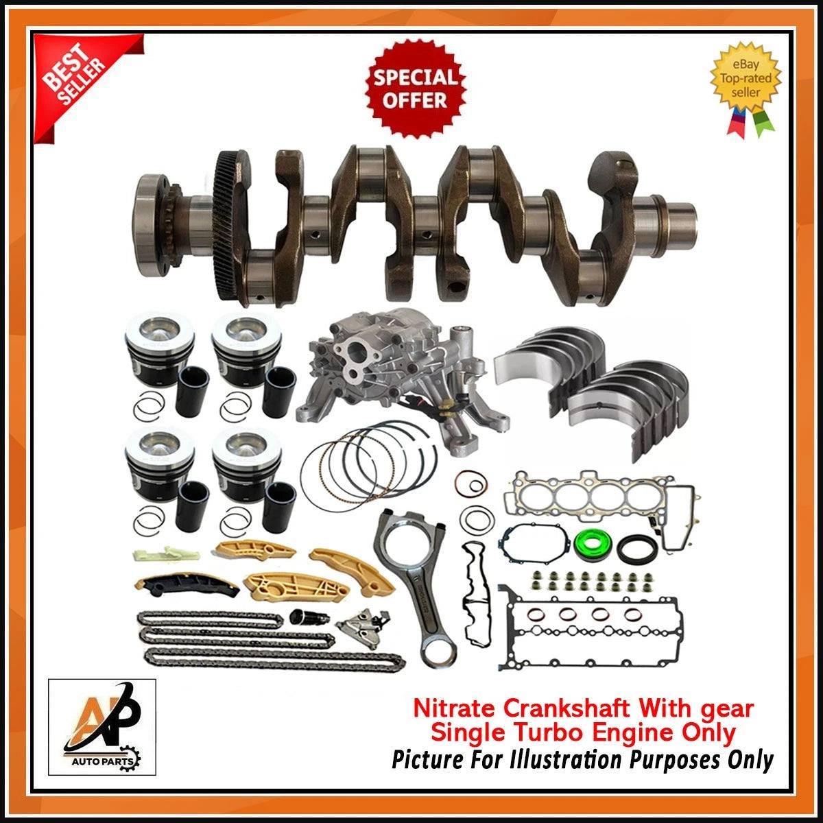 Crankshaft Timing Chain Engine Rebuild Kit for Land Rover Jaguar (AJ200)