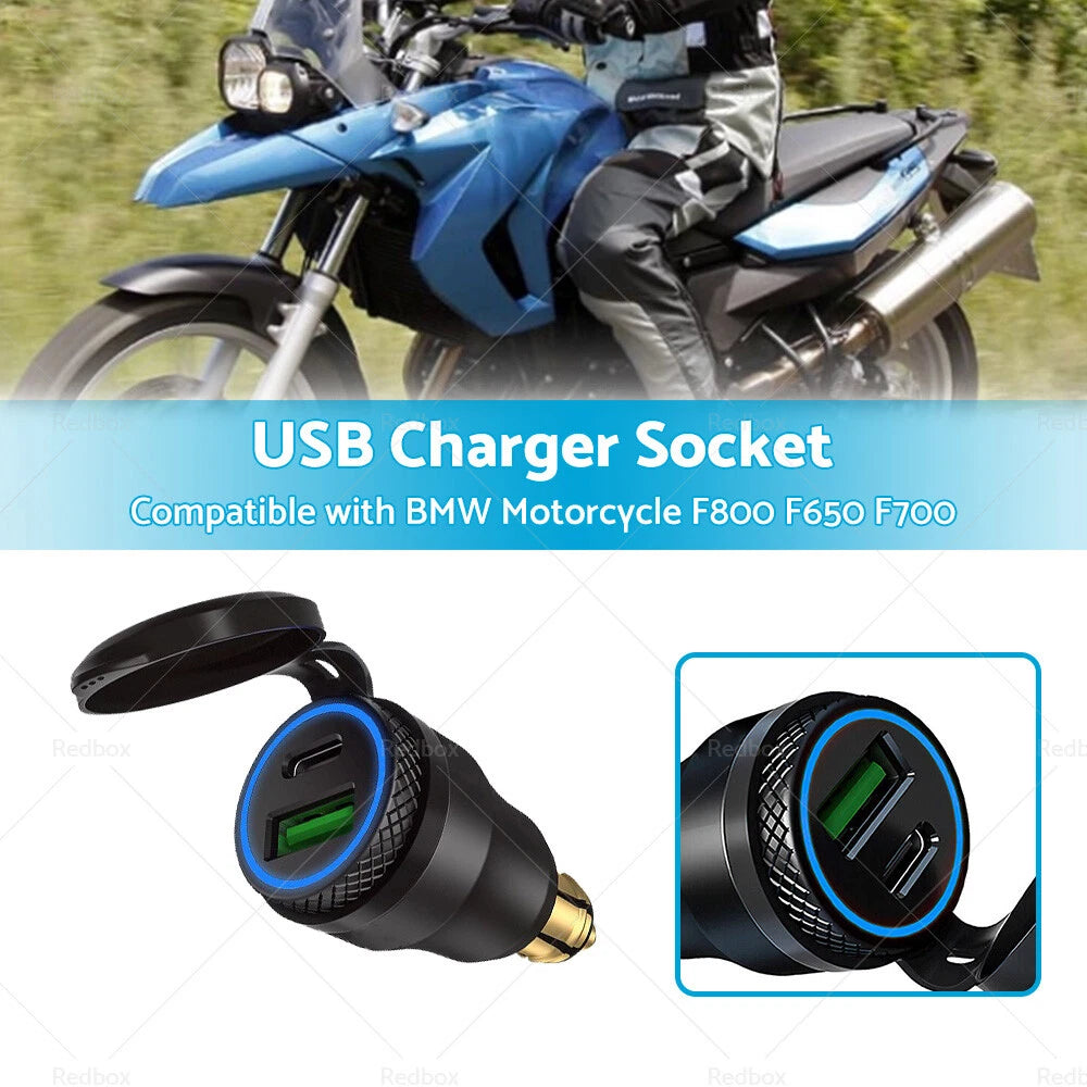 Dual USB Charger Socket for BMW Ducati Motorcycle Hella DIN Type C