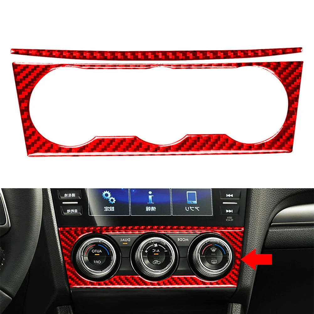 Red Carbon Fiber Air Conditioner Switch Knob Cover for Subaru WRX (2015-2021)