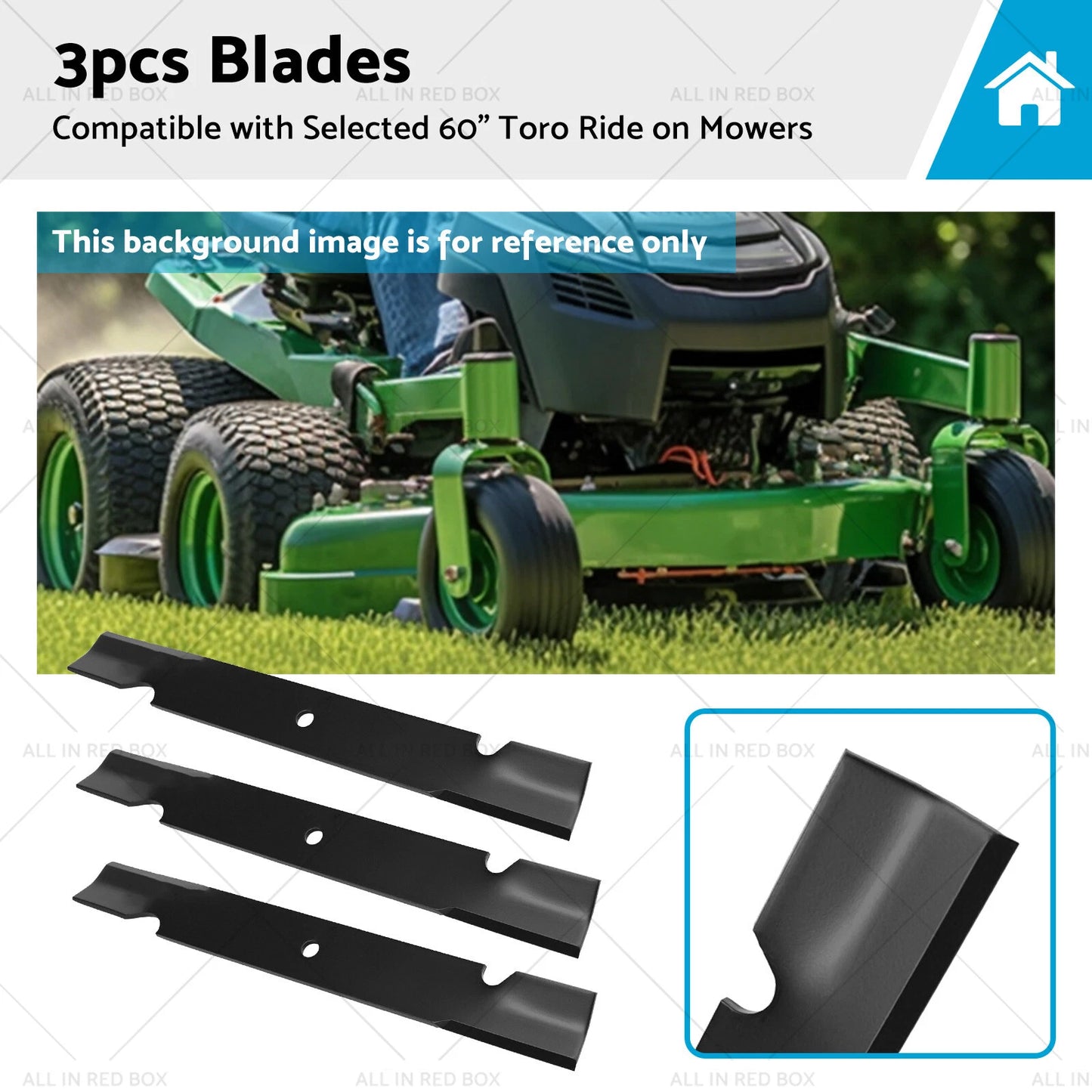 3 x Blades for 60" Toro Ride-On Mowers (2010-2023)