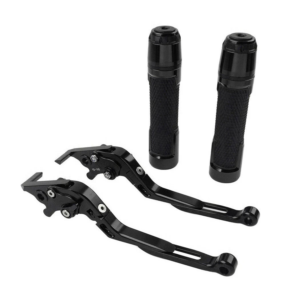 Black Extendable Brake Clutch Levers Grips Set for Suzuki GSXS125 (2017-2023)