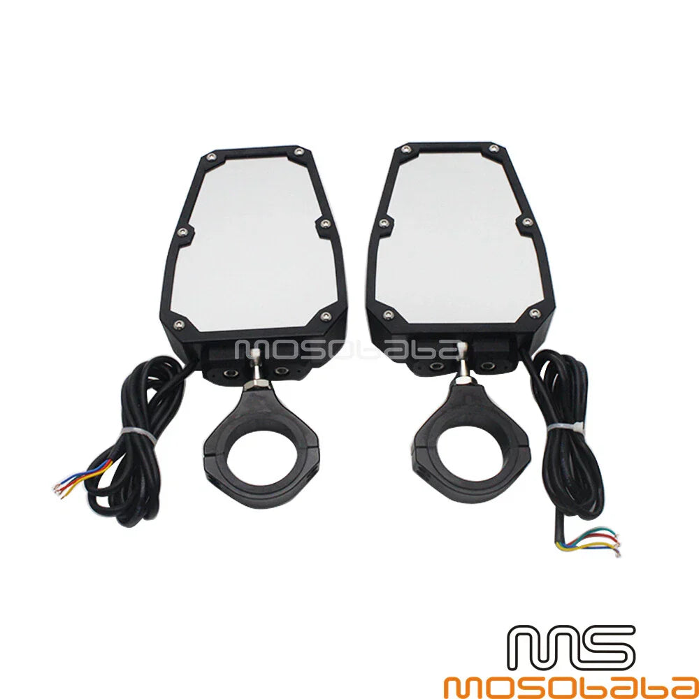 1. Universal 1.75'' or 2'' Roll Bar Side Mirrors w/LED Light for Polaris UTVs