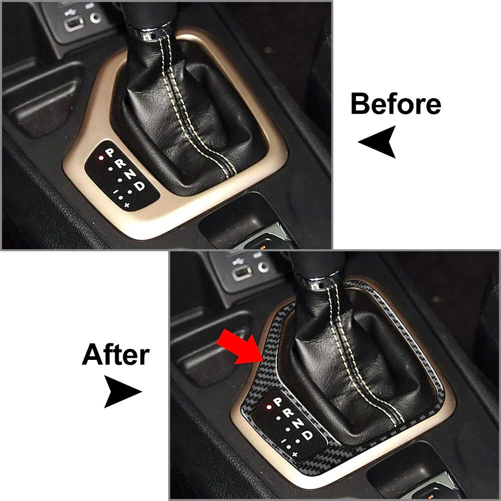 Carbon Fiber Black Gear Shift Panel Cover Trim for Jeep Cherokee (2014-2018)