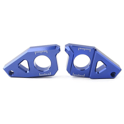 Yamaha YZF FZ8 FZ1 TMAX Blue Motorcycle Axle Spindle Chain Adjuster Blocks