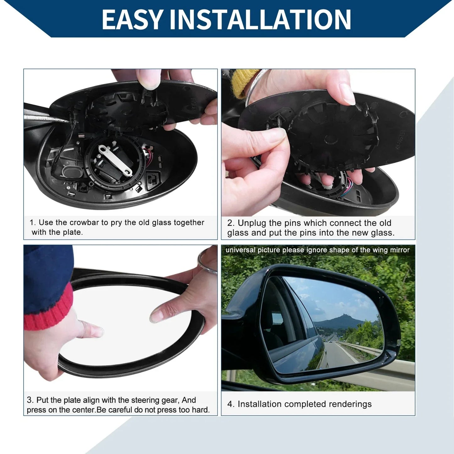 Left Upper Side Mirror Glass for VW CRAFTER 2010-2016 Replacement