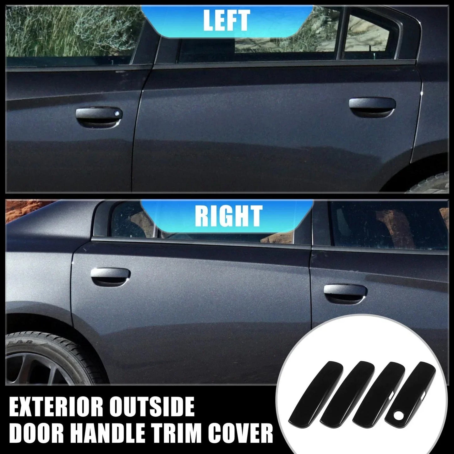 4 x ABS Glossy Black Door Handle Covers Trim for Dodge Charger (2011-2021)