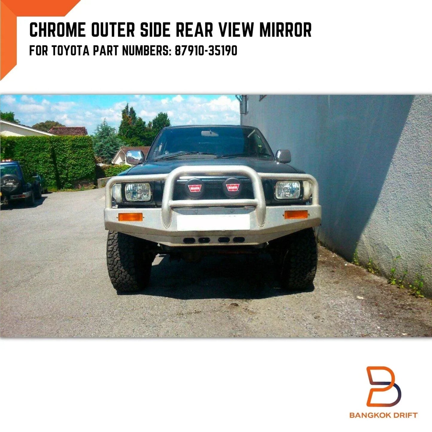 RH Chrome Door Wing Mirror for Toyota Hilux Ute LN106 LN85 RN105 Surf (1988-1997)