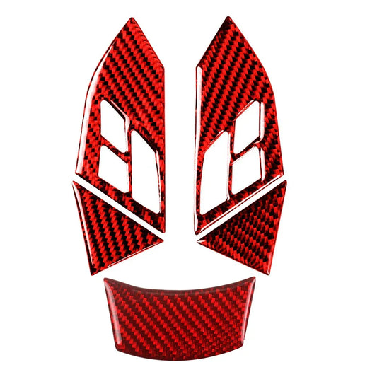 5 x Red Carbon Fiber Steering Wheel Knob Covers for BMW 5 Series E60 E61 (2004-2010)