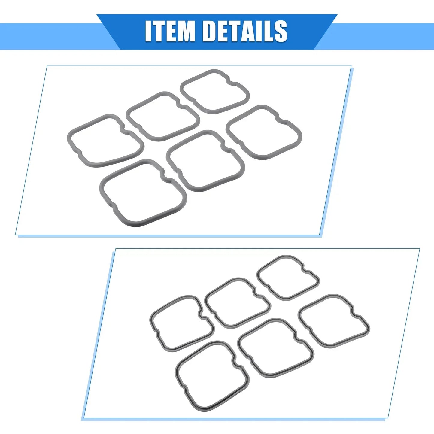 6 Pcs Valve Cover Gaskets for Dodge Ram (1989-1998) Rubber Gray