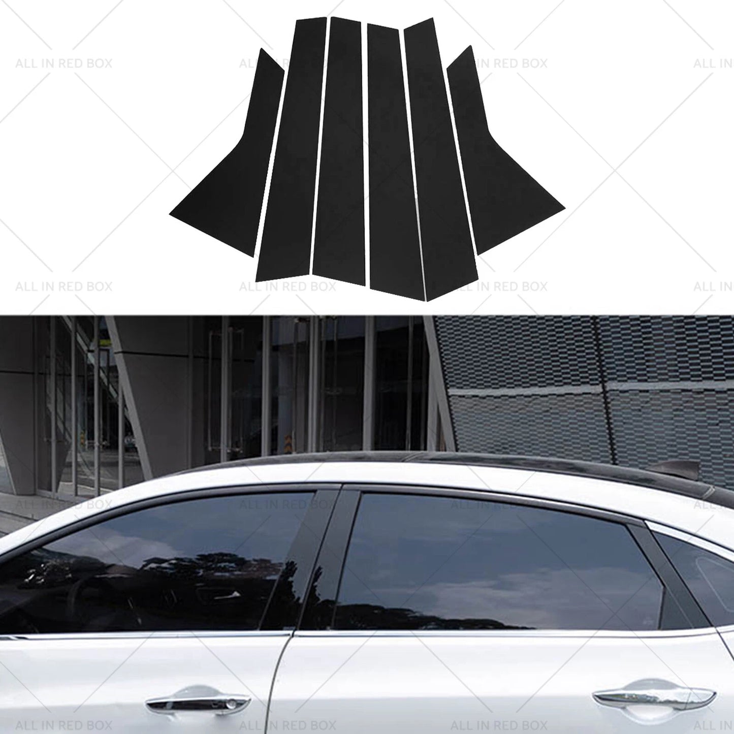 6 x Black Pillar Post Cover Trims for Honda Civic Sedan (2016-2021)