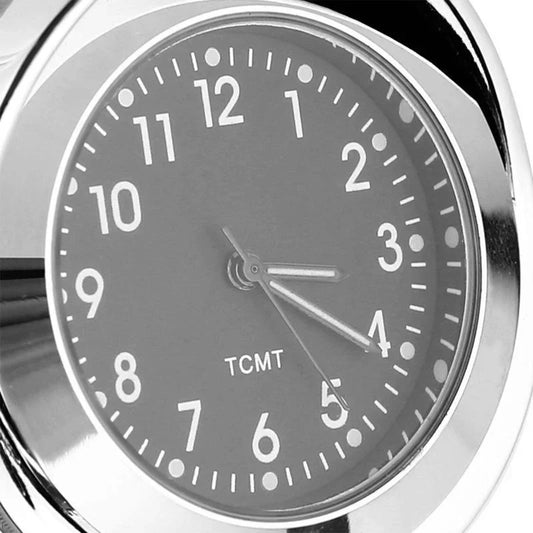 1 x Chrome/Black 1.25" Handlebar Mount Clamp Clock for Harley