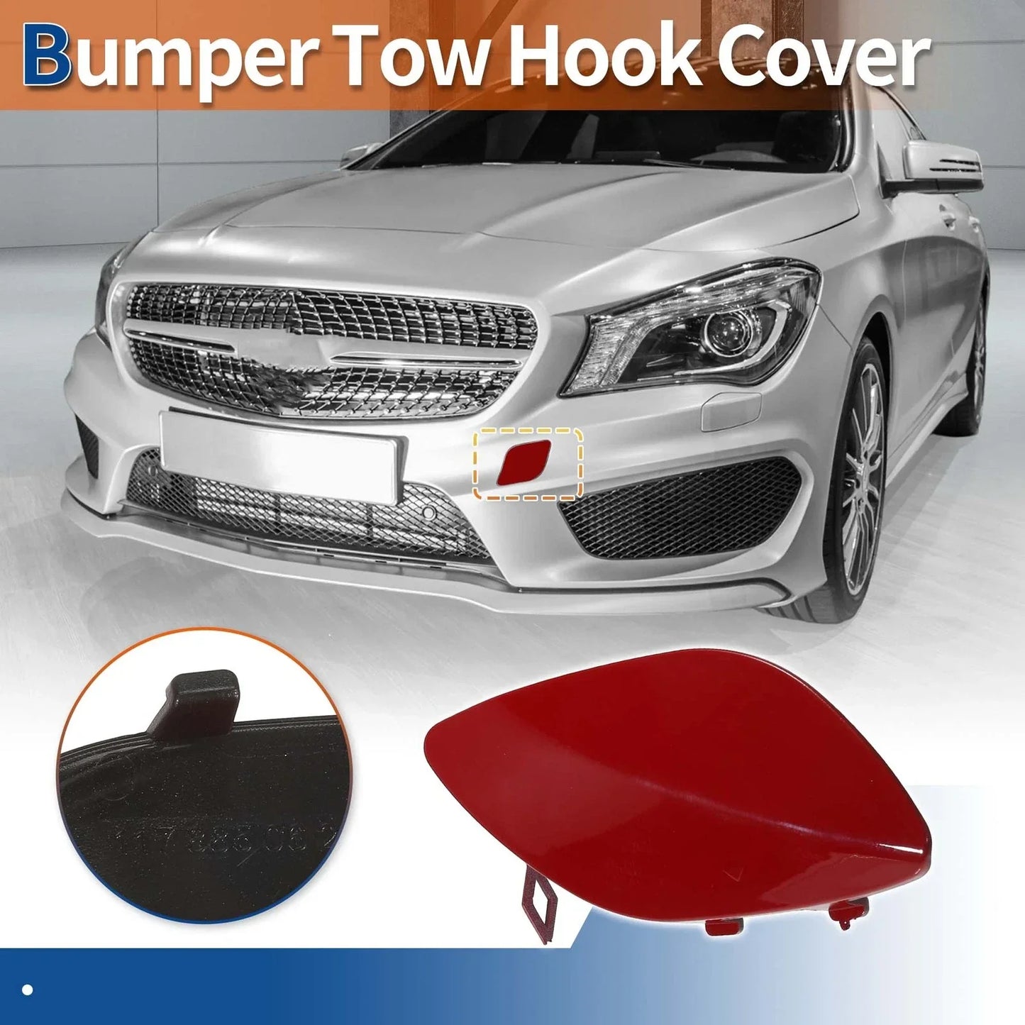 Front Car Bumper Tow Hook Cover for Mercedes-Benz CLA250 (2014-2019) Red