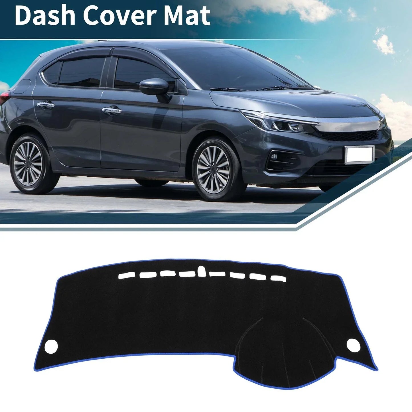 Dashboard Cover Mat for Honda City Grace 2008-2013 Sun Protector Pad Black Blue