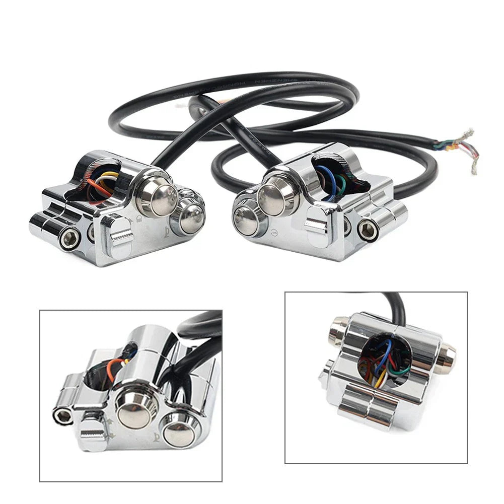 1" CNC Handlebar Switch Controls Housing for Harley Universal Motor Chrome