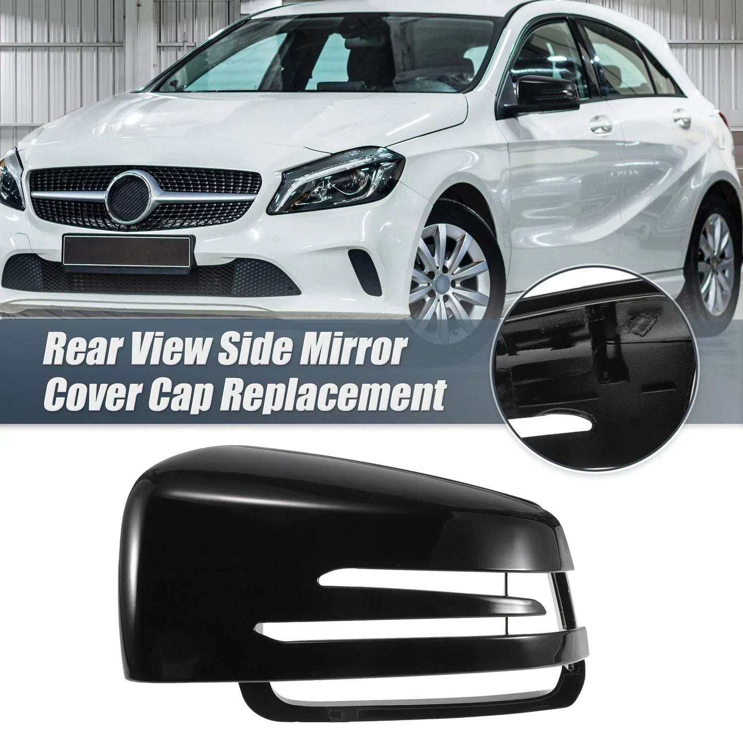 Left Mirror Cover Cap Gloss Black for Mercedes Benz A Class B Class C Class