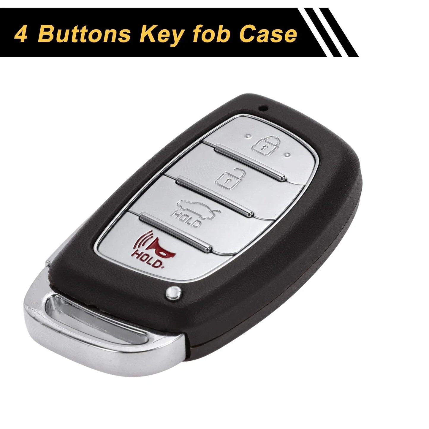4 Button Key Fob Shell Case for Hyundai Elantra (2015-2021) Brown Silver Tone