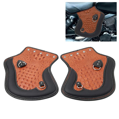 Leather Heat Saddle Shield Deflector for Honda & Harley - Black/Brown