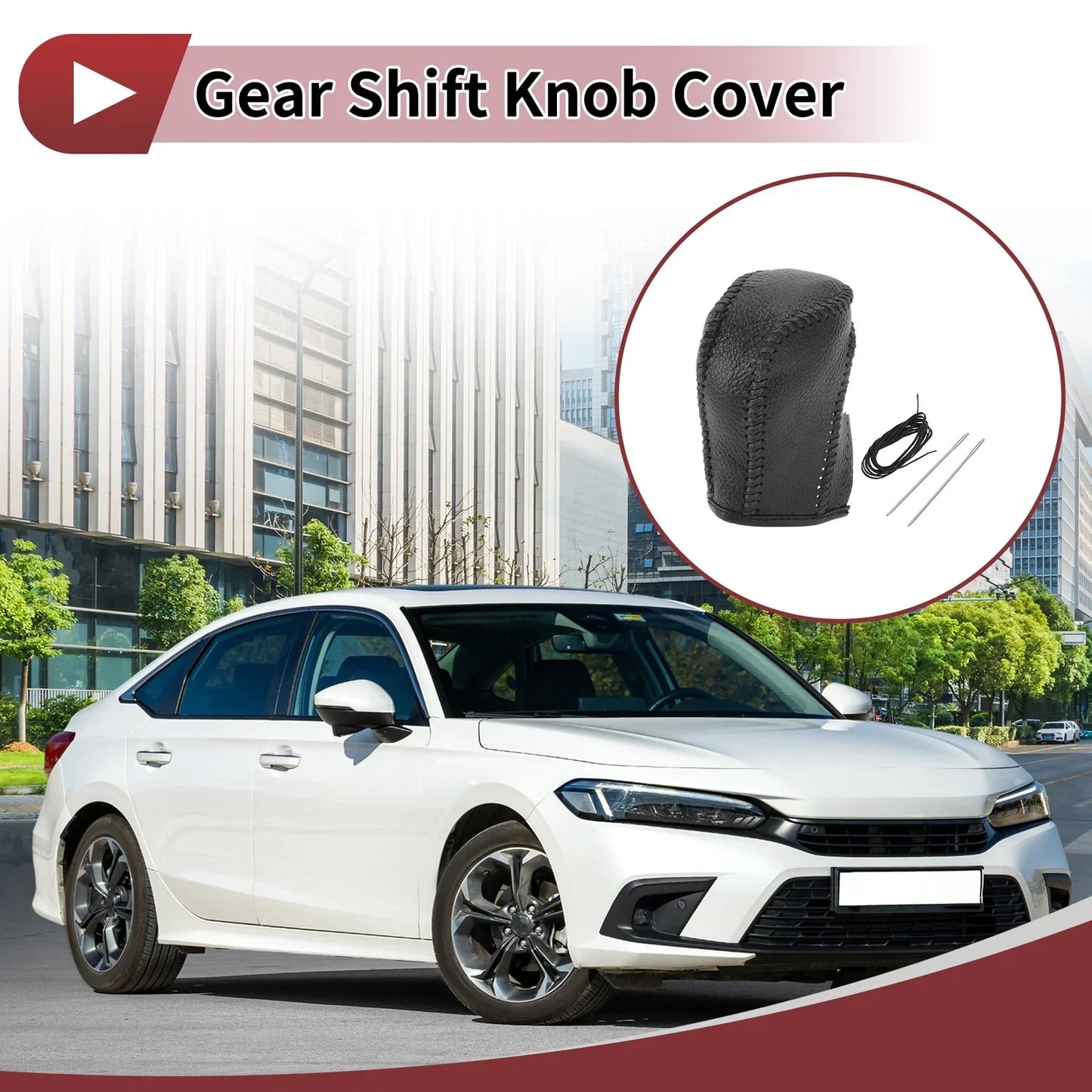 Car Gear Shift Knob Cover for Honda Inspire (2023) - Black Faux Leather