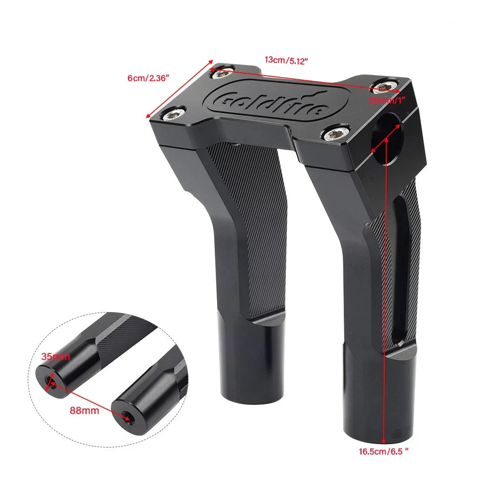 Black 6'' Pullback Handlebar Risers Clamp for Harley 1'' Handlebar