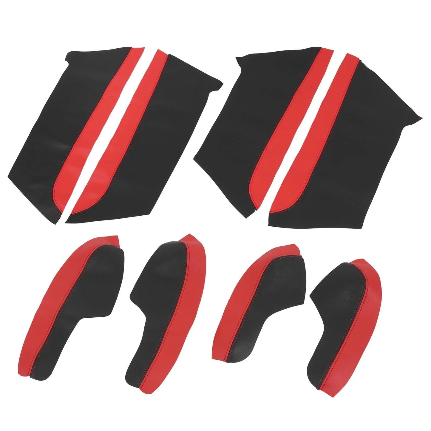 8 Pcs Door Panel Armrest Covers for Honda Civic (2016-2020) Red with Red Line