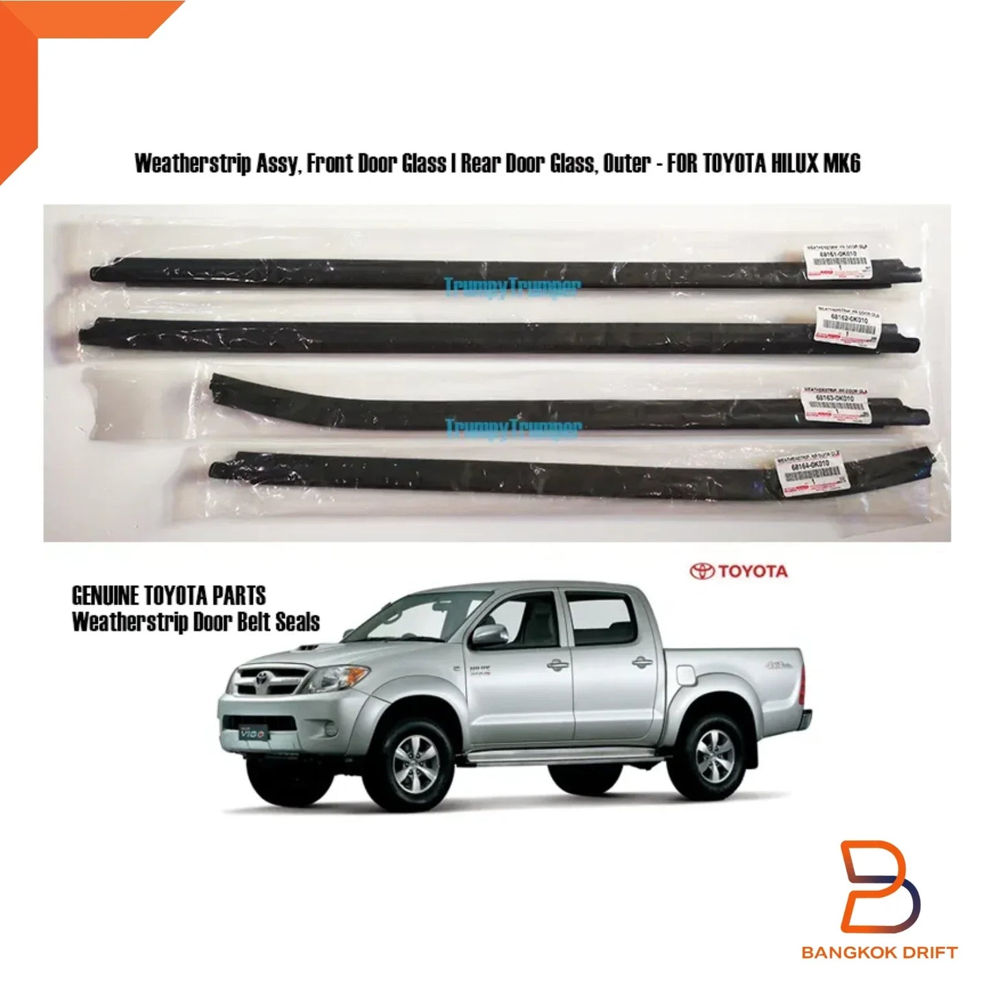 Outer Belt Weatherstrip Glass Door Seal for Toyota Hilux Ute Vigo (05-14)