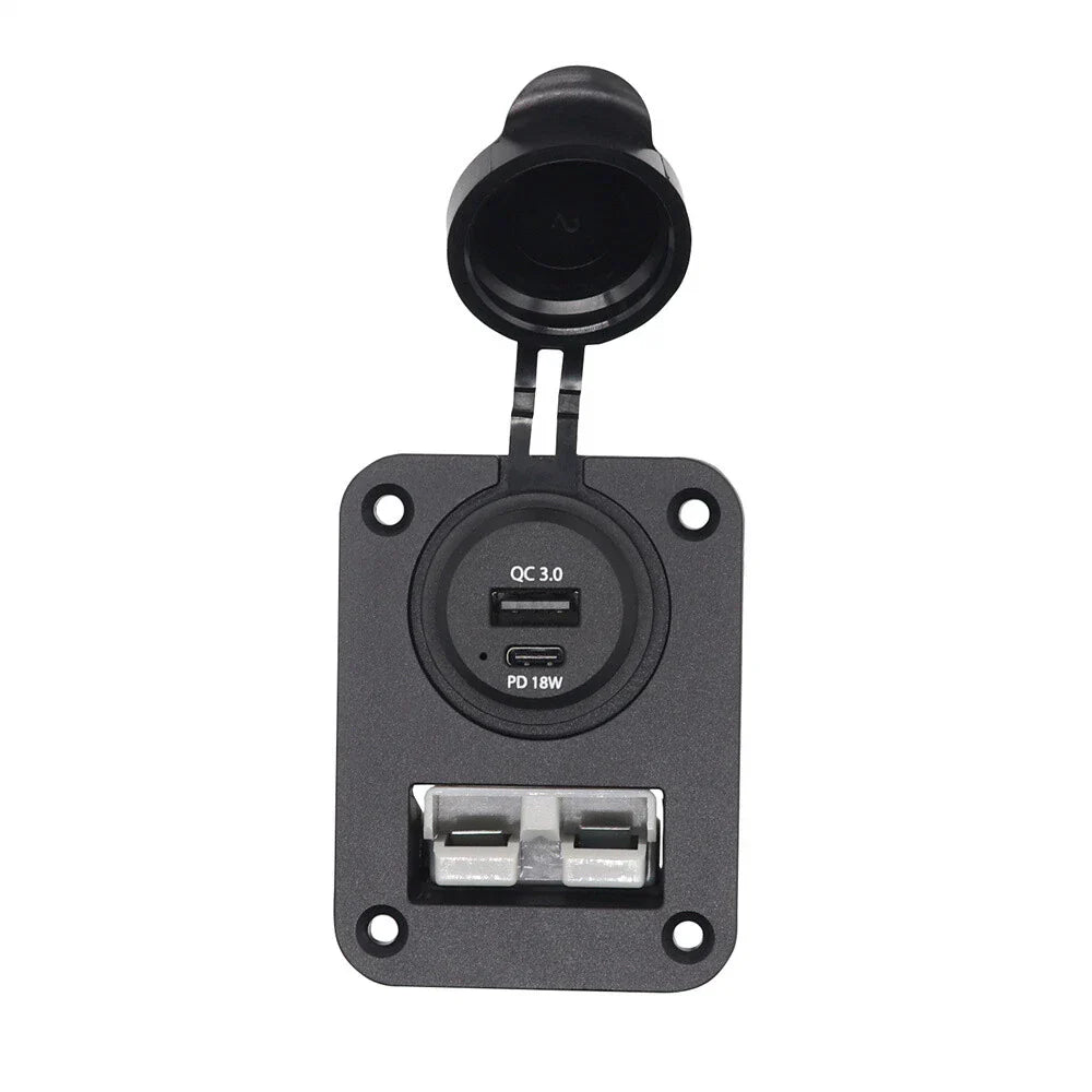 USB + Type C Power Socket Flush Mount for Anderson Plug Camper Boat Caravan