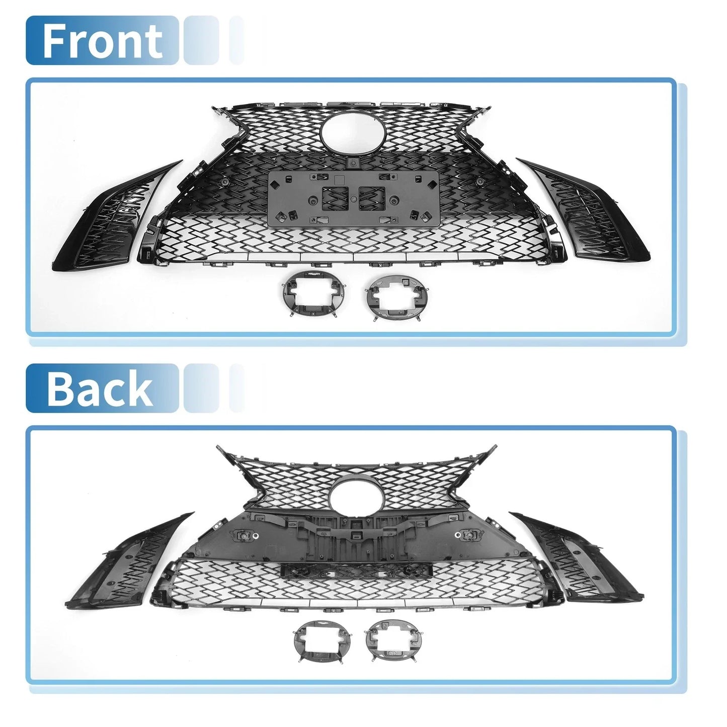Front Hood Bumper Grille for Lexus ES350 2019-2021 Black Facelift F-Sport
