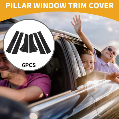 6 Pcs Black Door Pillar Window Trim for Honda Fit (2013-2019)