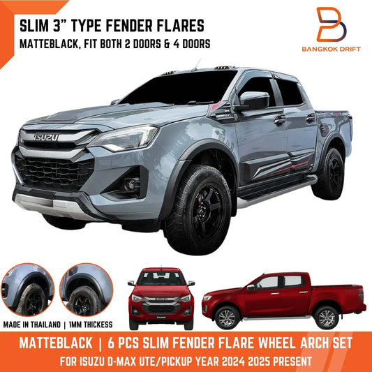 3" Matte Black Fender Flares for Isuzu D-Max Ute (2024-2025)