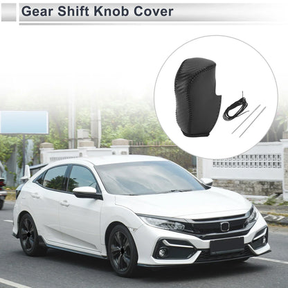 Car Gear Shift Knob Cover Black Faux Leather for Honda Civic (2012-2014)