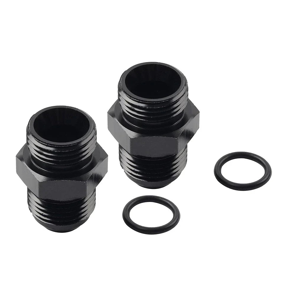 Black Aluminum AN8 Flare to 10AN ORB Male Fitting Adapters with O-Rings