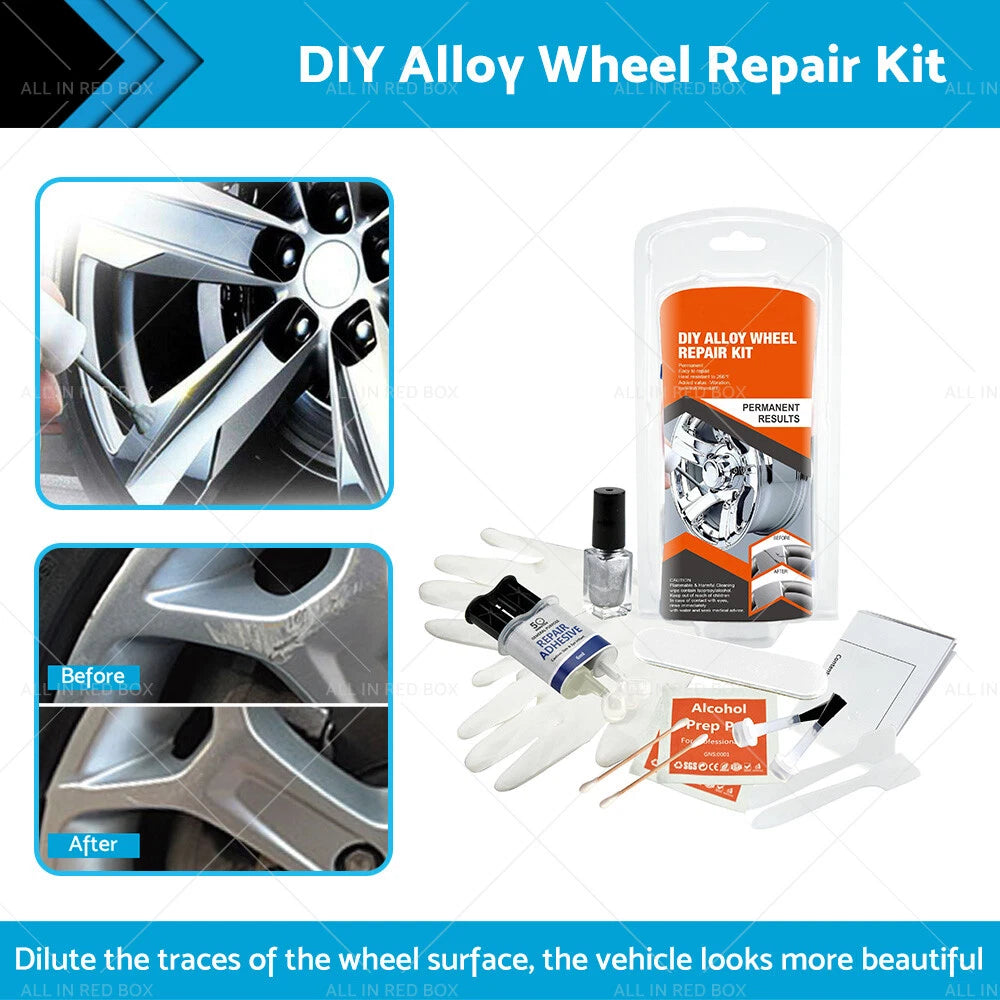 Silver Alloy Wheel Rim Repair Kit for Car Scuffs & Scrapes