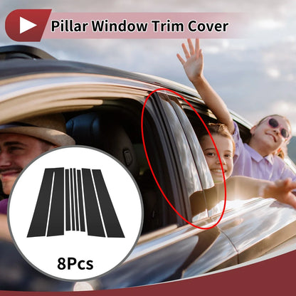 Black Door Pillar Window Trim 8 Pcs for Lexus LX570 (2007-2013)