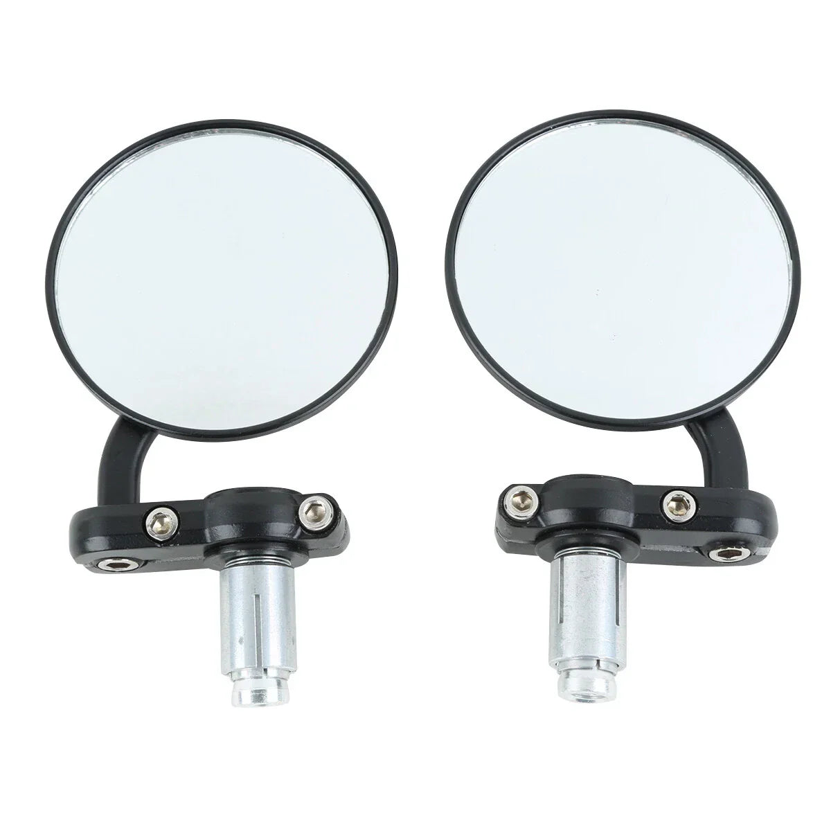 Black Handle Bar End Rearview Mirror 3" Round 7/8" for BMW Harley Honda Suzuki