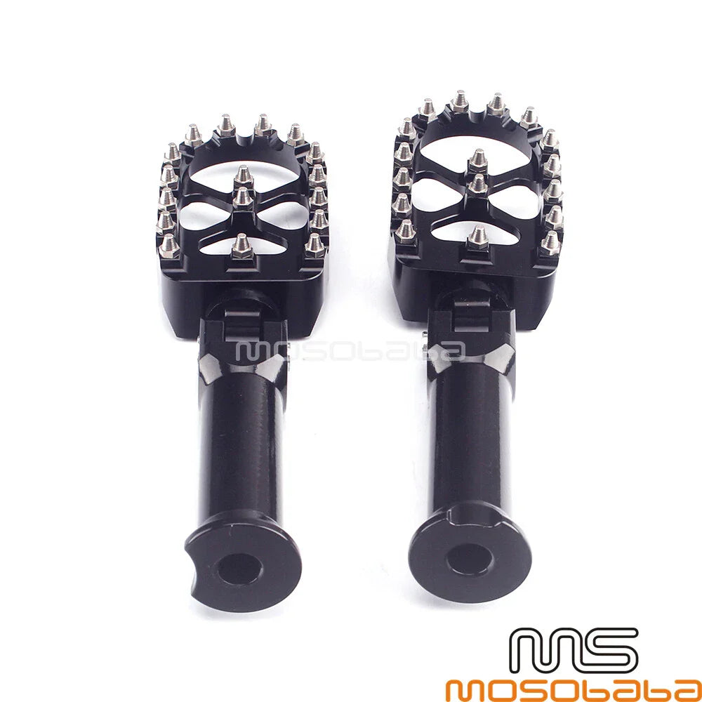 Black Wide Fat Foot Pegs Footrest w/ Bracket for Harley Softail (2018-2023)